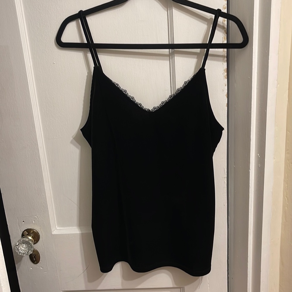 Black Velvet & Lace Cami Tank Top